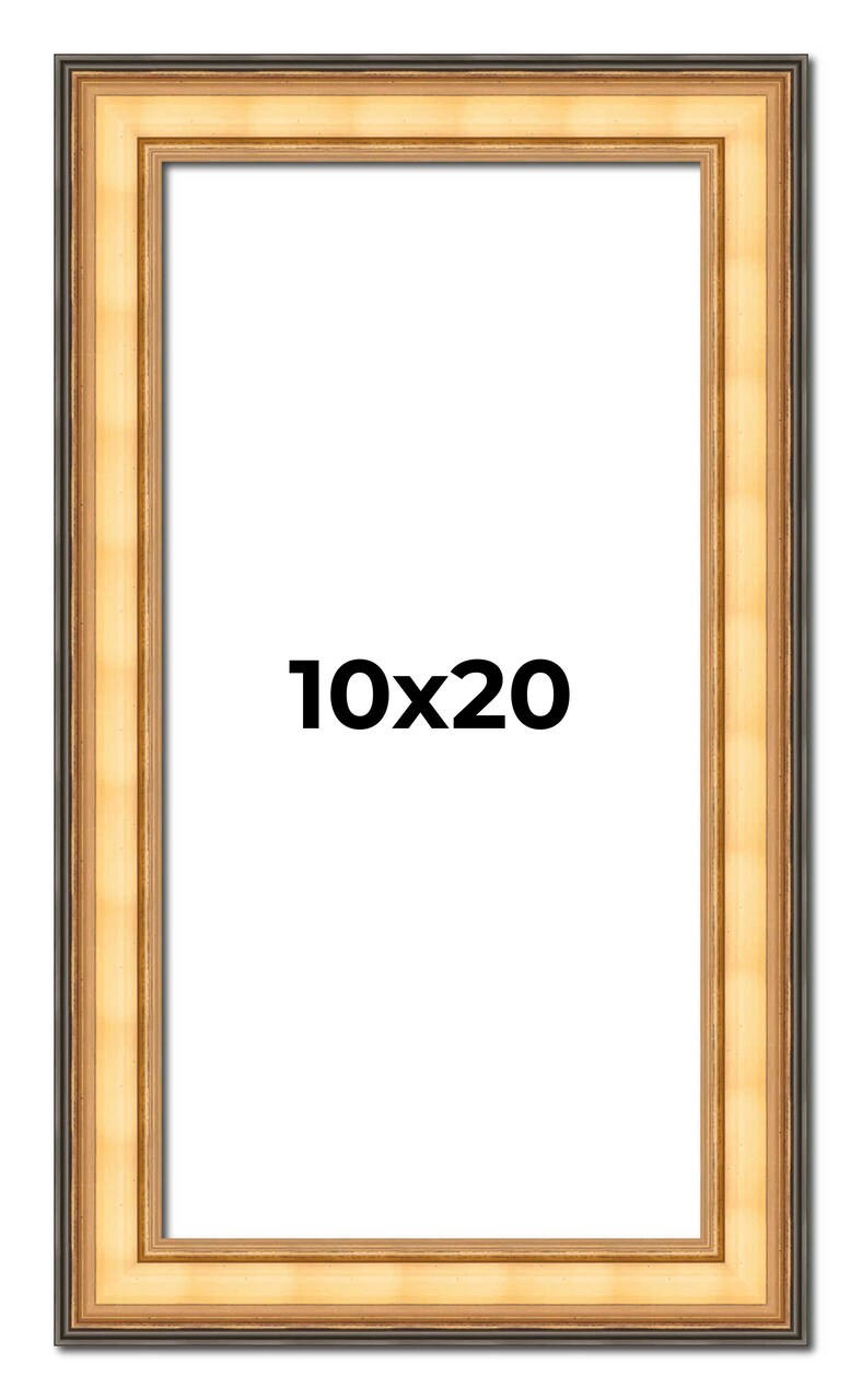 Panoramic Traditional Gold Picture Frame - UV Acrylic, Foam Board Backing, Hanging Hardware